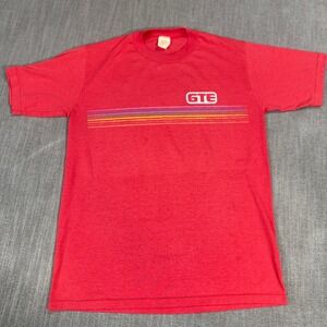 Vintage Velva Sheen GTE Rainbow Stripe T Shirt Mens Medium Red Single Stitch Tee